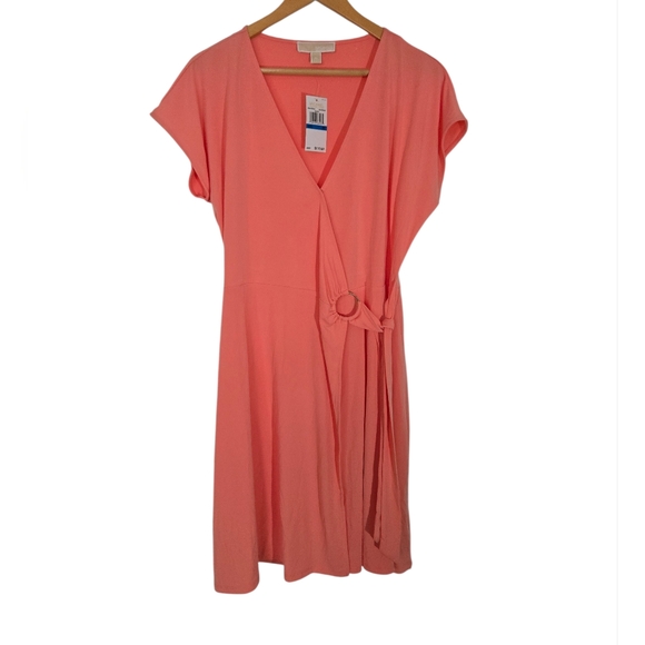 Michael Kors Peach Wrap Midi Dress NWT Size XL